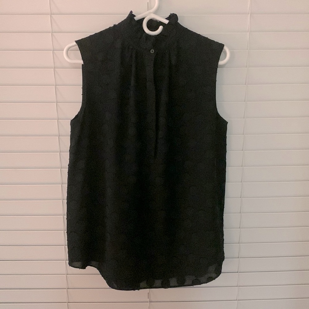 Ann Taylor black size S fully lined, half button up tank blouse